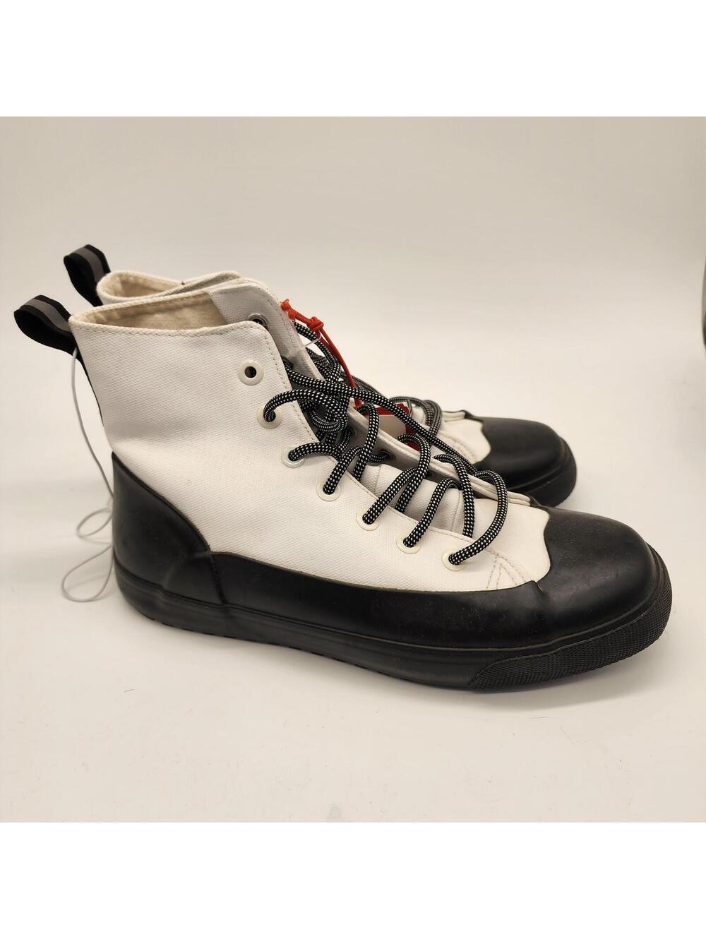 NWT Hunter Hunter High Top Sneakers white canvas black rubber W 10.5 M 8.5